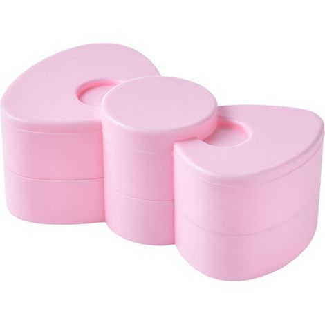 Boîte de rangement bijoux double couche pivotante, plateau à bijoux avec nœud rose, coffret pour boucles d'oreilles femme. (1/5)