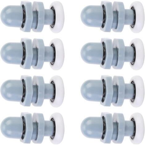 8 Single Porte de Douche Coureurs,Coulissant Rouleaux Piste Roue de Porte pour Salle de Bains Porte en Verre,pour Remplacement de Douche Coulissante Verre Porte Coureurs Rouleaux Gris(20mm)