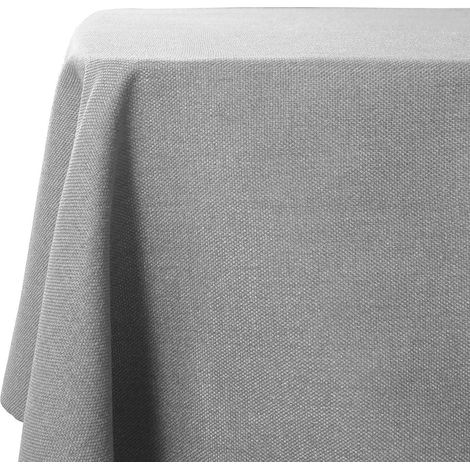Tischdecke abwaschbar 140x180 cm Leinenoptik wasserdicht hellgrau
