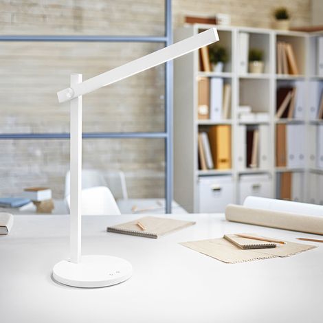 Lampada Da Scrivania Contemporanea Ruler Metallo Bianco Acrilico Led 7W 3000K (1/2)