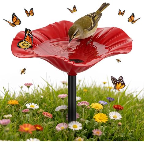 Abreuvoir Oiseaux Extérieur sur Pied 60CM, Mangeoire Oiseaux Extérieur en Métal, Vasque de Jardin Décorative, Alimentation et Eau pour Oiseaux Sauvages, Support Fleur pour Terrasse, Pelouse et Cour (1/5)