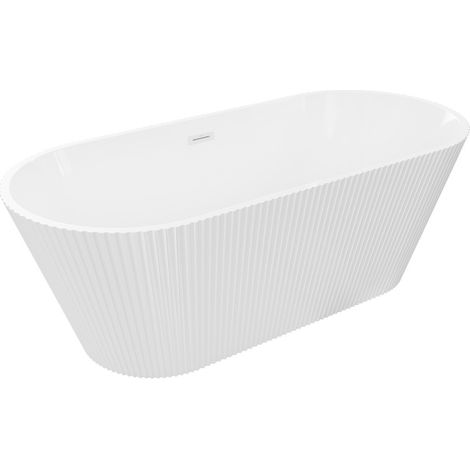 Mexen Yara vasca da bagno indipendente rigata 170 x 75 cm, bianca, troppo pieno bianco - 52861707500-20 (1/5)