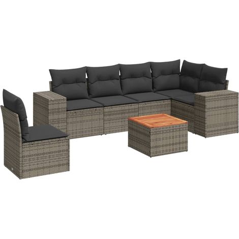 Maison Exclusive - 7-tlg. Garten-Sofagarnitur mit Kissen Grau Pol