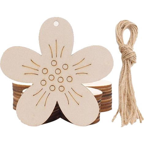 Ornement En Bois - Fleur Pétales Décoration Printemps Été - DIY Accrochage Arbre Maison - 10 Pièces