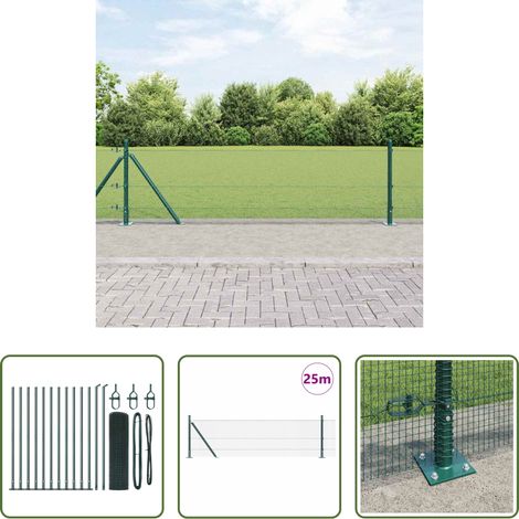 vidaXL Clôture moderne -  Poteau de clôture. Vert 25 x 0,6 m (maille 12 x 12 mm) (1/5)