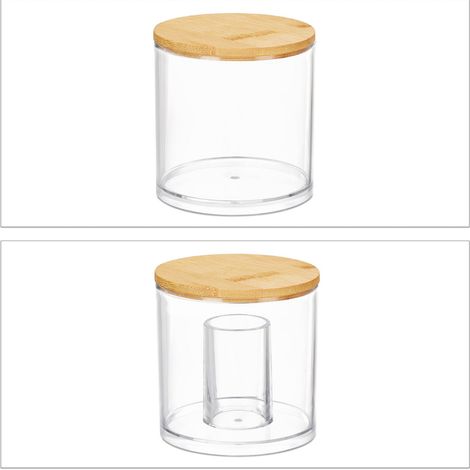 Set di 3 pratiche scatole portaoggetti da bagno 13 x 10 cm in acrilico trasparente 130005638