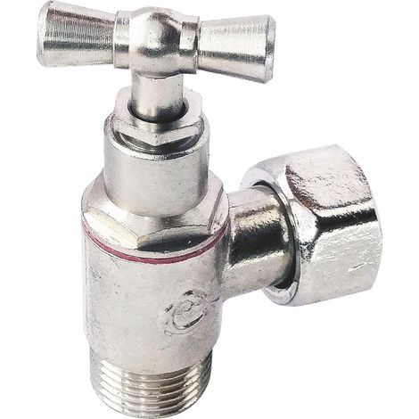 Angle stop valve 3/8", Nickel-plated brass, EPDM seal, For toilets (1/3)