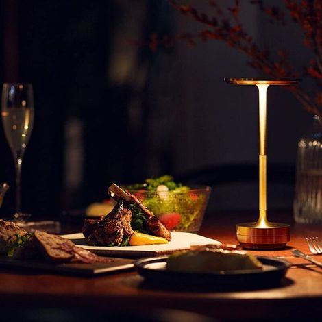 Lampe de table métallique sans fil, en forme de I, rechargeable, étanche, contrôle tactile, lumières décoratives LED pour restaurant, bar