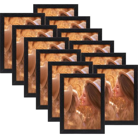 Lot de 12 Cadre Photo 13x18 Noir, Cadres Classique MDF pour Photos, Images et Souvenirs, Horizontal ou Vertical sur le Mur ou la Table (1/5)