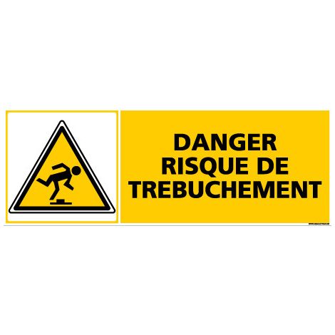 Panneau DANGER RISQUE DEETREBUCHEMENT (C0380) - Adhésif - 210 x 75 mm
