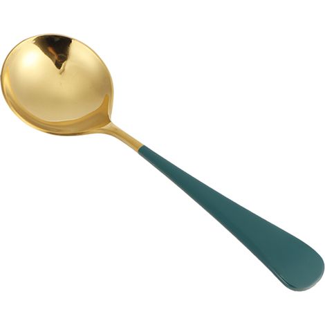 5-teiliges Set Suppenlöffel aus Edelstahl, Kinderlöffel, Esslöffel, Besteck, Haushaltsküchenbedarf, Grün (1/5)