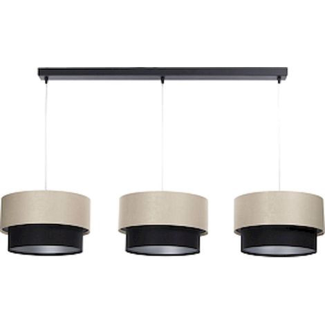 Suspension satin noir et crème design élégant ajustable LED E27 - noir satiné et crème avec argent (1/5)