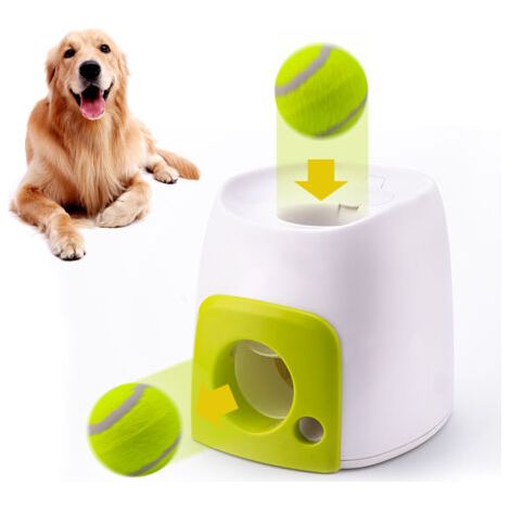 Lanceur de balle automatique interactif pour chien – Machine à récompense alimentaire – Jouet d'exercice en ABS – Compatible petits et moyens chiens