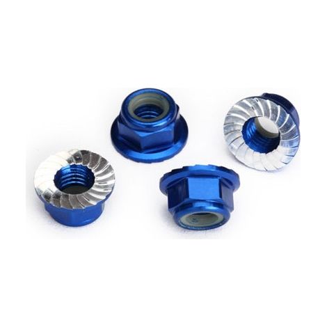 5 mm Blue Aluminum Serrated Lock Nuts (4)