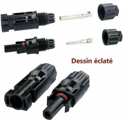 Câbles Mc4 - 30 A - 1000 V Cc - Étanchéité Ip67 - Pour Systèmes Photovoltaïques - Lot De 10 Paires (1/4)