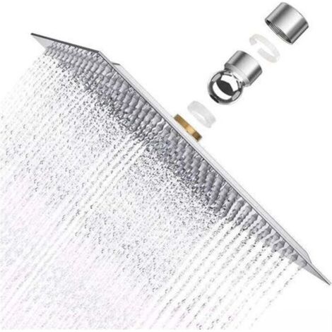 Krobec Pomme de Douche Plus forte,8 Pouces Pommeau Douche Carré en Acier Inoxydable AISI304, 20x20cm Ultra-Mince jet pluie,Pommes de douche fixes Tête de Douche à Anti-calcaire (1/5)