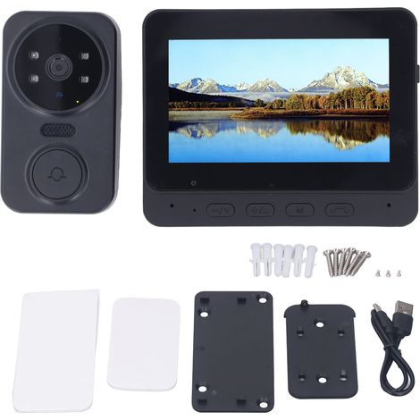 Système d'interphone vidéo sans fil avec écran IPS de 4,3 pouces, Angle de vue de 70 °, interphone à 2 voies, Kit de sonnette à Vision nocturne, DC5V 2A (1/5)