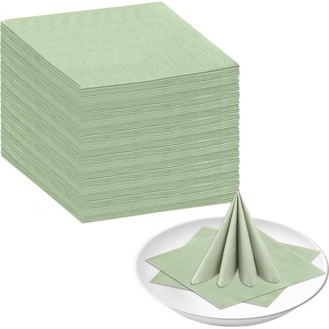 100 Pièces Seviette Papie Vet Sauge, Seviettes en Papie Vet Sauge 25 x 25 cm Seviette de Table Papies Seviettes Vets Sauges pou Maiage Pique Fêtes Dîne Nique Annivesaie (1/3)