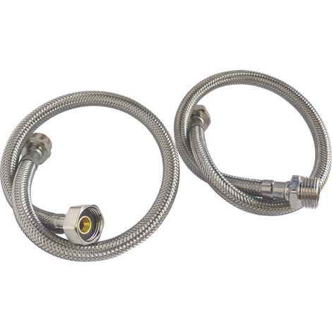 Lot de 2 flexibles sanitaires - Mâle 3/8" écrou tournant 3/8" - L = 300mm - DN8 (1/7)