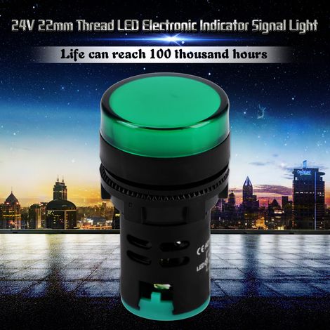 Lot de 10 voyants LED 24V AC/DC filetage 22mm témoin lumineux électronique vert (1/5)