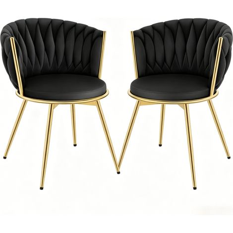 Set di 2 sedie da pranzo girevoli in velluto nero 59,5 x 60,5 x 78 cm - CHICFURN (1/5)