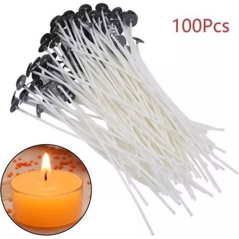 Mèches de bougies -   - 100 pcs - 20 cm - Cirées - Blanc