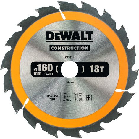 DeWalt Kreissägeblatt Handkr. 160/20 mm 18WZ (1/2)