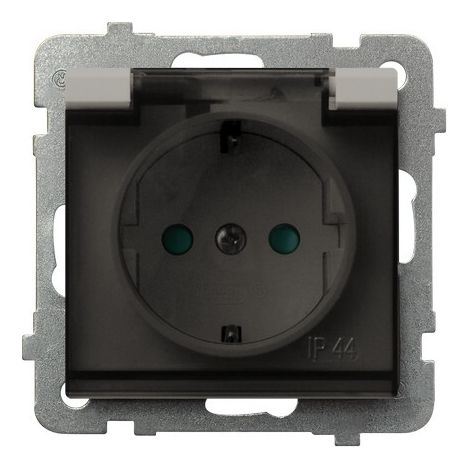 Prise étanche aux projections d'eau avec mise à la terre IP-44, couvercle transparent, Sonata KAS