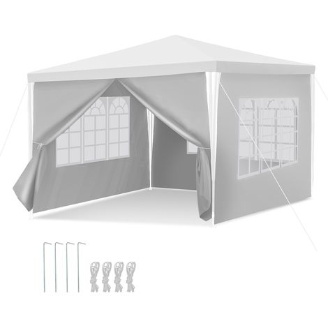 Randaco Tenda per ricevimenti 3x3 m Bianco con kit di montaggio completo, gazebo da esterno per uso occasionale