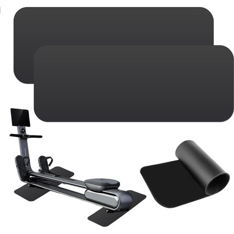 Tapis Home Trainer, 2 Pièces tapis pour Course Anti Bruit 6mm d'Épaisseur Protection Sol pour Équipements de Fitness 80x25x0.6cm pour Vélo d'Exercice, Noir (1/5)
