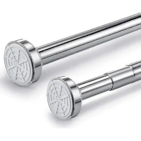 Barre de douche télescopique en acier inoxydable, fixation par simple pression sans perçage, réglable de 150 à 260 cm, embouts antidérapants, finition brossée, argentée (1/5)