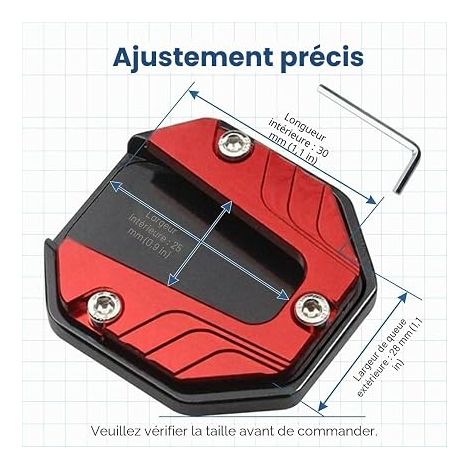 Aluminium Alloy Motorcycle Kickstand Extension Plate Non-Slip Red (1/4)