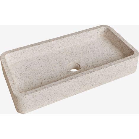 Lavabo rectangulaire 60x30 cm en ciment Ronald SKLUM Blanc de Pierre (1/5)