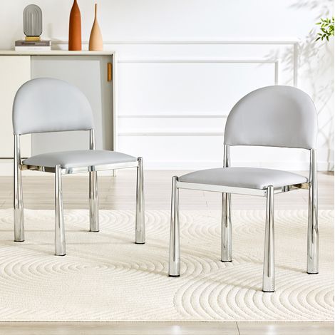 Lot de 2 chaises de salle à manger élégantes gris clair (1/5)
