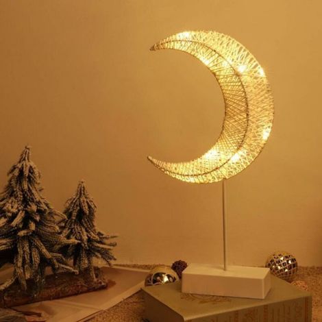 Veilleuse Enfants - Lampe Chevet LED Forme De Lune - Alimentation Piles AA - Éclairage Nuit Doux Sans Fil - 1 Pièce (1/5)
