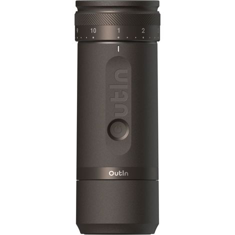 OutIn Fino Macinacaffè Elettrico Portatile a Macine Coniche - Marrone Tundra, 28 Livelli, Macina Inox 7 Stelle