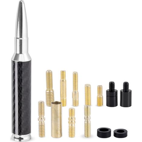 Car roof antenna customization: 5.5-inch carbon fiber bullet-shaped radio antenna, universal model - silver. (1/4)