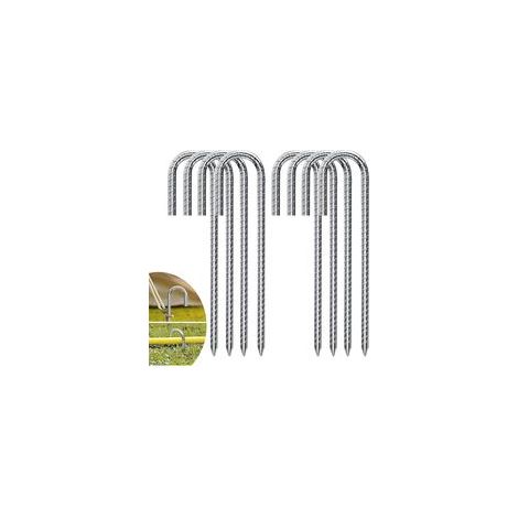 Set mit 8 verzinkten Stahl-Erdankern, 30 cm – J-Haken – Zelthaken zur Befestigung von Zäunen, Zelten, Markisen und Blumenständern (1/5)