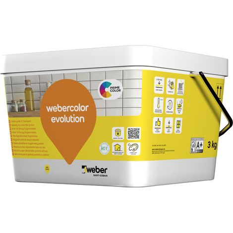 Weber Saint-Gobain Joint pour carrelage, blanc, prêt à l'emploi, 3kg, spécial cuisine et salles de bains, WEBERCOLOR EVOLUTION (1/2)