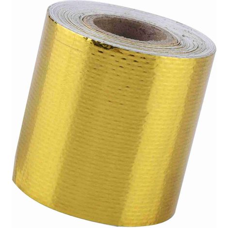 Cinta aislante térmica para automóviles - rollo de 5 m x 5 cm, adhesivo reflectante de aluminio dorado para protección térmica.