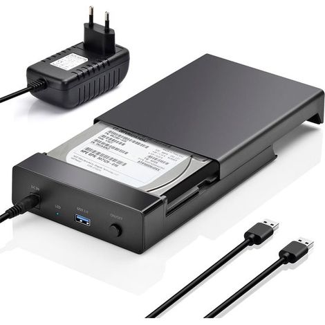 Boîtiers - Boîtier pour disques durs 3,5 pouces - Compatible avec les SSD/HDD 2,5/3,5 pouces - Capacité maximale : 16 To - Boîtier pour disque dur externe - Compatible UASP - Noir