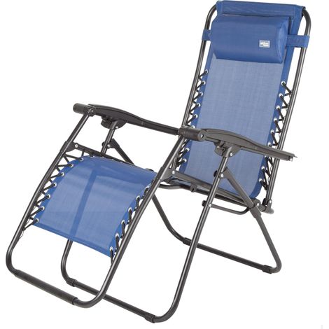 Chaise Pliante, Zéro Gravité, Bleu, avec Coussin et Repose-Pieds, Confortable et Robuste, Anti-Bascule, Acier et Textilène, Max 110 kg, Jardin, Camping (1/5)