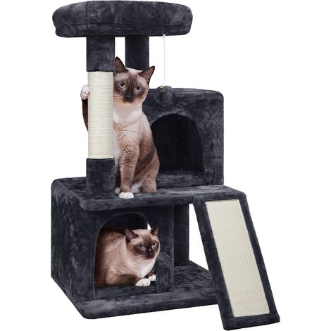 Yaheetech Tiragraffi Albero per Gatti con Posatoio Grande Posatoio Morbido 91 cm Graffiatoio per Gatti Nero (1/5)