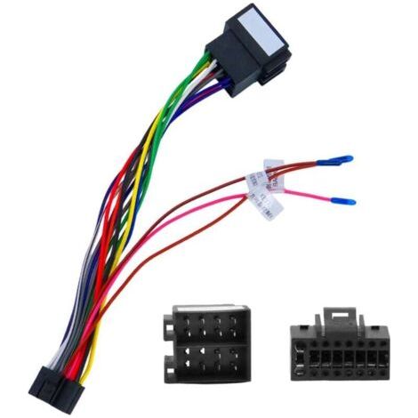 SIGADNG 16-poliges auf ISO-Adapterkabel, Autoradio-Kabelbaumadapter, für Android-Autoradio-Stereo-Standardbuchse mit Lenkradsteuerung und Rückwärtsleitungen
