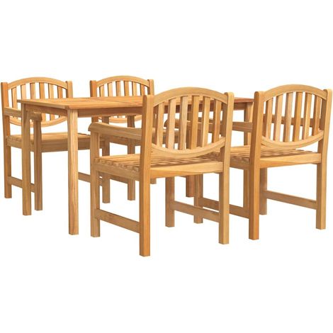 Maison Exclusive - 5-tlg. Garten-Essgruppe Massivholz Teak (1/5)