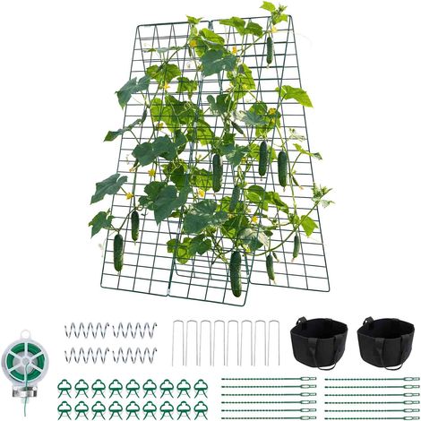 VEVOR Treillis pour Concombres 1170x430 mm, Lot de 4, Treillis de Jardin en Forme de A, Support pour Plantes Grimpantes, Potager Sureleve, Pois, Haricots, Tomates, Fleurs, Cadre Metallique Antirouille (1/5)