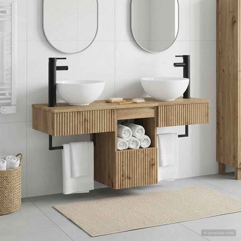 vidaXL Bathroom Furniture Set 3 pcs Artisan Oak Engineered Wood (1/5)