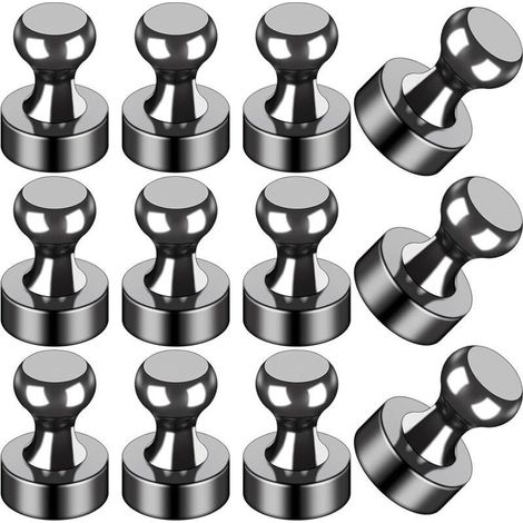 Lot de 12 aimants noirs pour réfrigérateur, pour tableau blanc, bureau, salle de classe, carte, cuisine (1/5)
