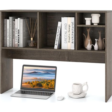COSTWAY Libreria da Scrivania per Computer, Scaffale da Tavolo con 4 Cubi e Scomparto Posteriore Aperto, Organizzatore di Stoccaggio per Scrivania, 94x25x73 cm (Grigio) (1/5)