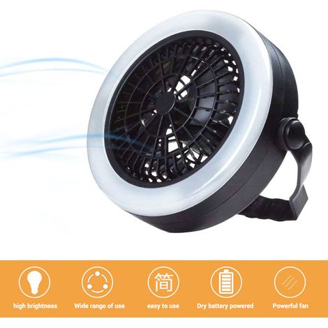 3-in-1 LED-Campinglaterne mit Ventilator, tragbar, USB-betrieben, mit Akku, Zeltlampe und Haken für Outdoor-Camping und Wandern (1/5)